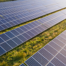 Wind turbine against a blue sky