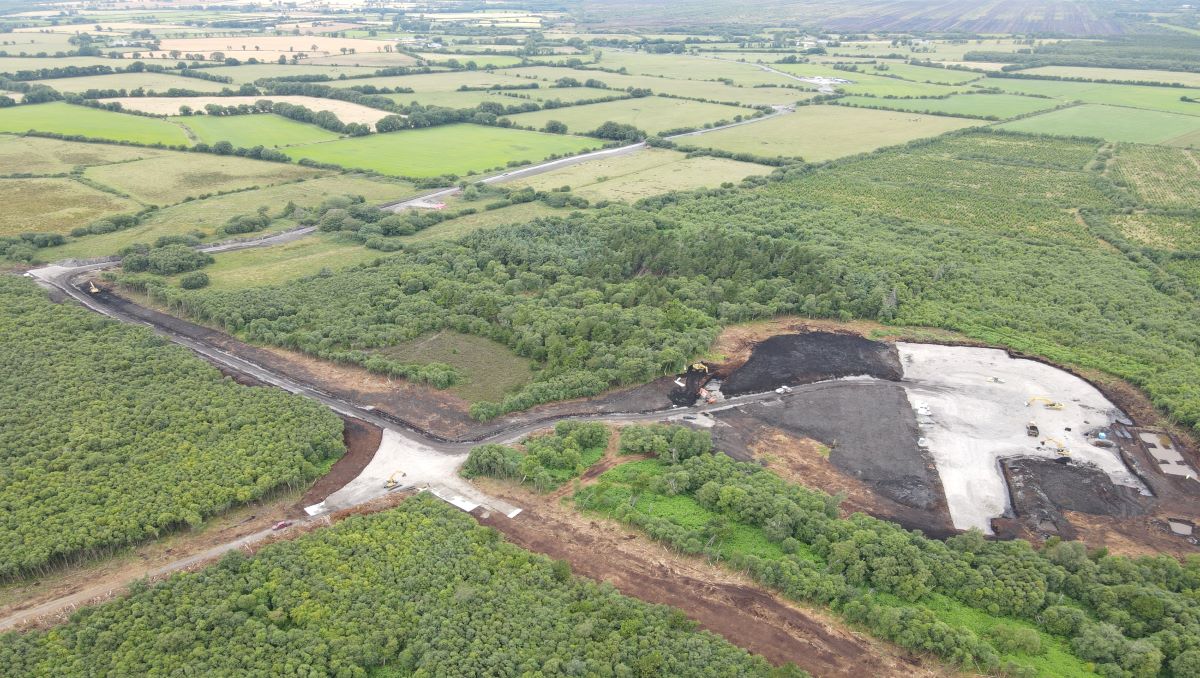 Site of Moanvane wind farm in green fields