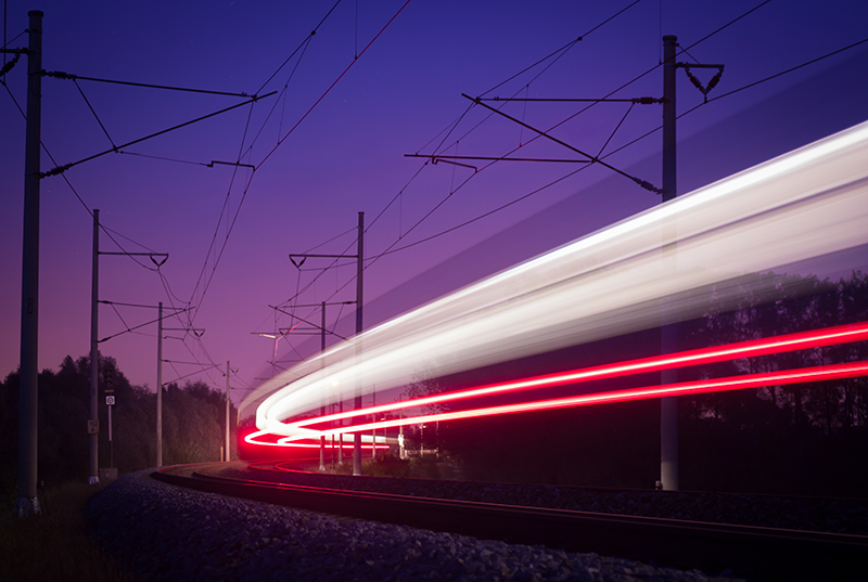 Train light trails