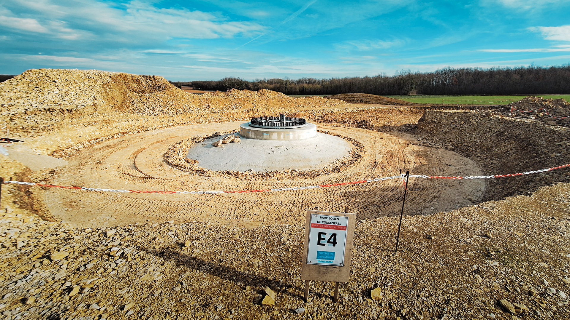 Turbine foundation at Romazieres Wind Farm