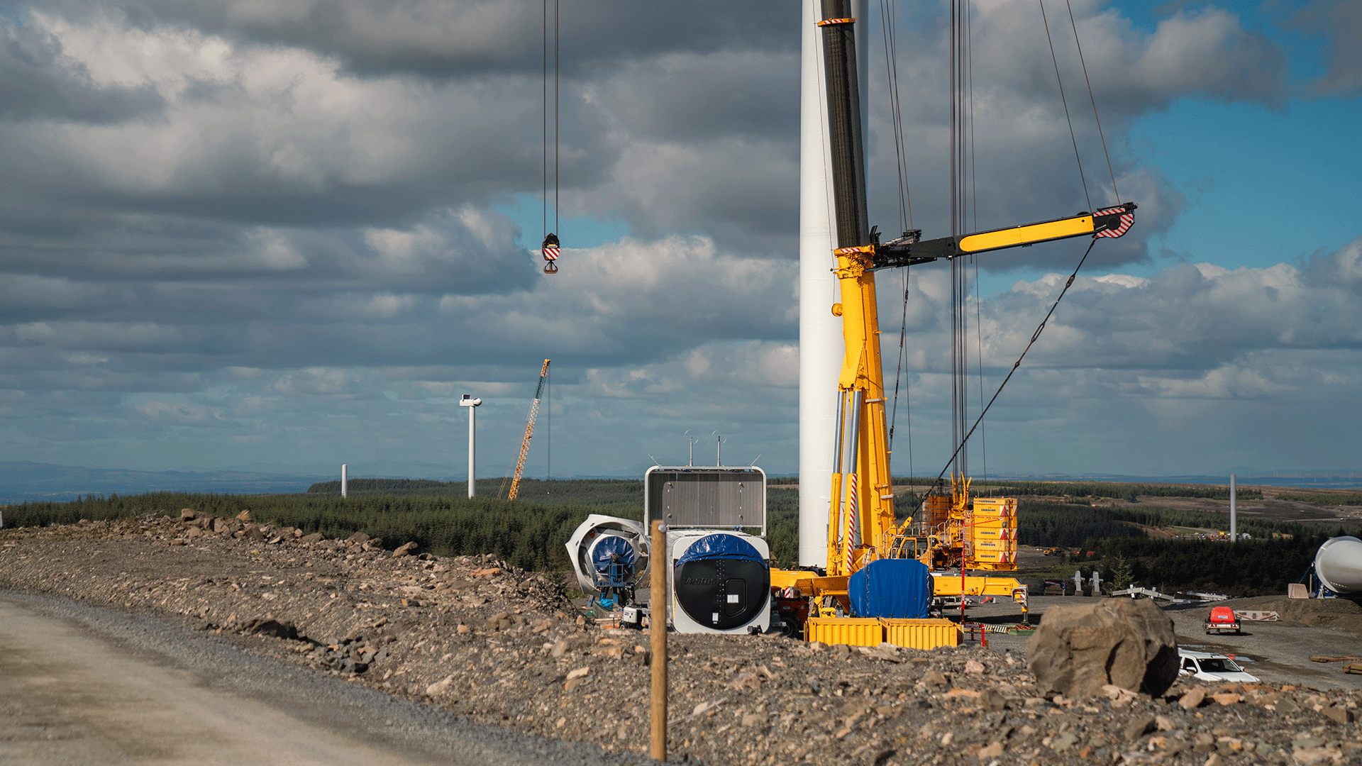 Onshore wind farm under construction