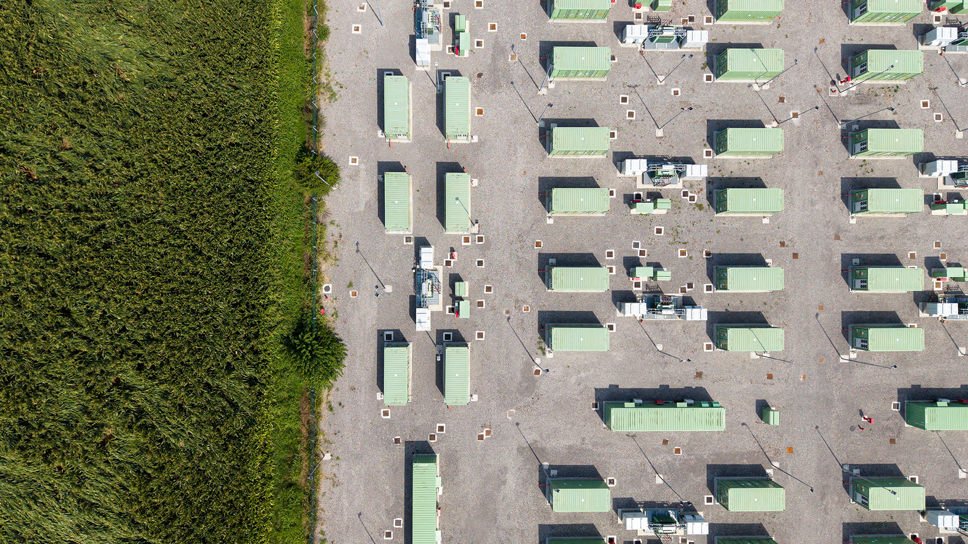 Aerial shot of BESS in Italy